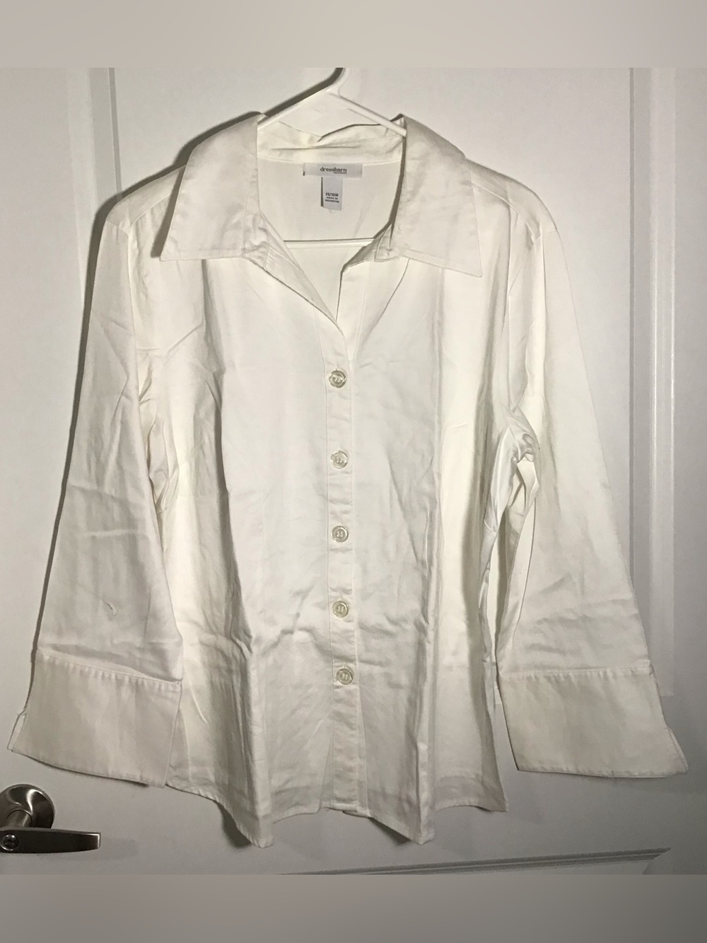 dressbarn White Button-Down Collared Women's Shirt 14/16W